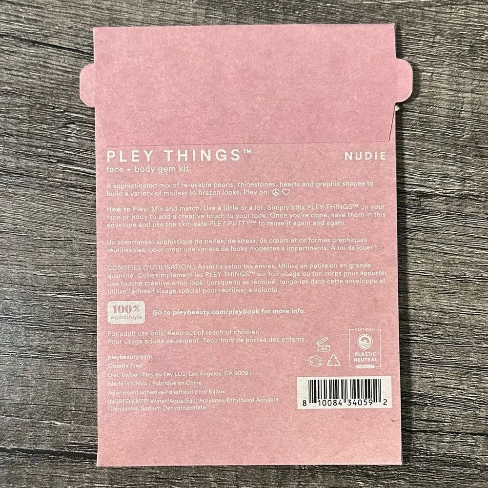 NEW Pley Beauty Nudie Pley Things Reusable Face and Body Gems Festival